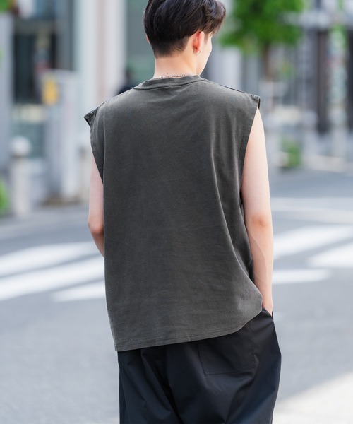 ノースリーブシャツ・タンクトップ・袖無し・トロイリーデザイン・ヴィンテージ セール】【SIDEWAY STANCE】ヴィンテージ加工 ノースリーブT