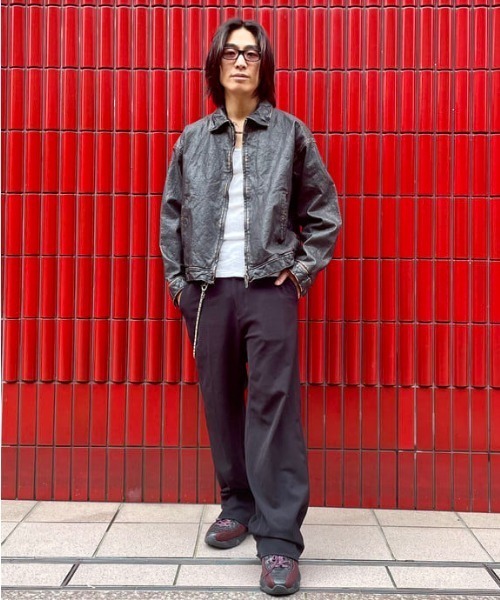 BEAMS ブルゾン アウター ユーズド加工 レザージップブルゾン