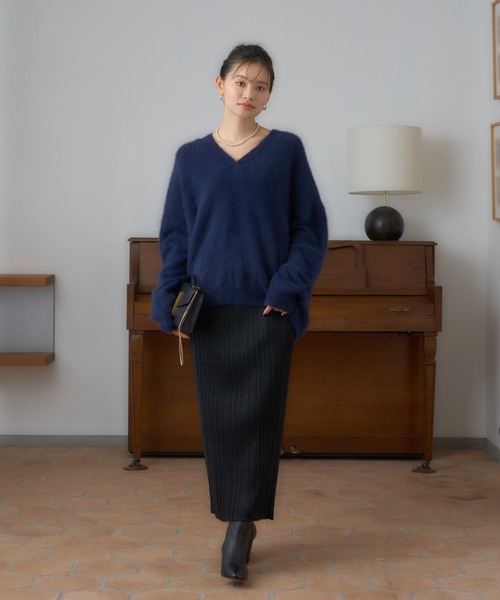 Rouge vif ニット セーター フォックスウールVネックラウンド