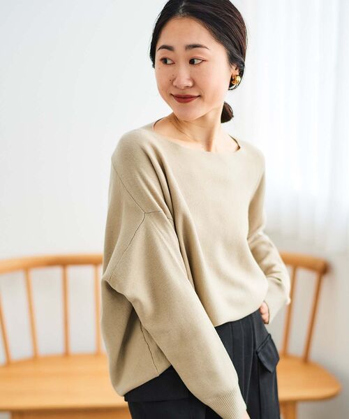 ルクールブラン　2024AW ミラノリブ裾ラウンドプルオーバー 手洗い可能》ミラノリブ裾ラウンドプルオーバー/le.coeur blanc