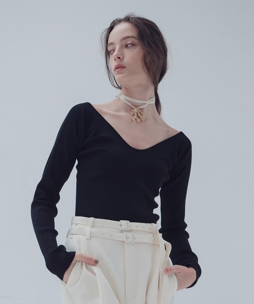 ニット セーター drop sholder Vneck pullover(ドロップショルダーVネックプルオーバー) レディース DRESSLAVE ニット セーター drop sholder Vneck pullover