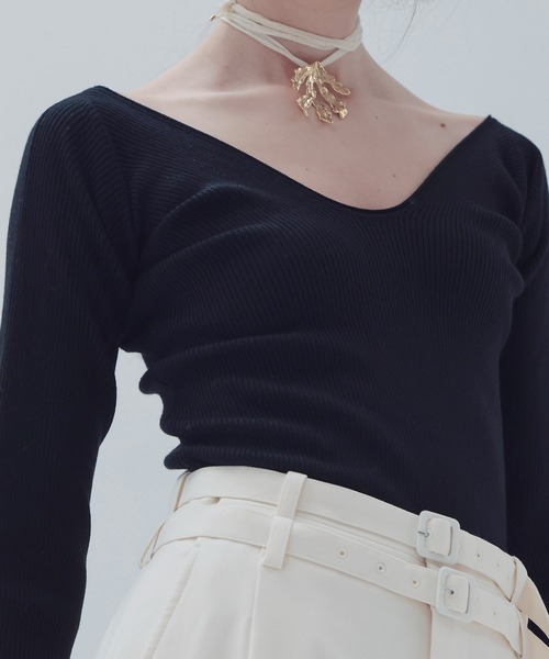 ニット セーター drop sholder Vneck pullover(ドロップショルダーVネックプルオーバー) レディース DRESSLAVE ニット セーター drop sholder Vneck pullover