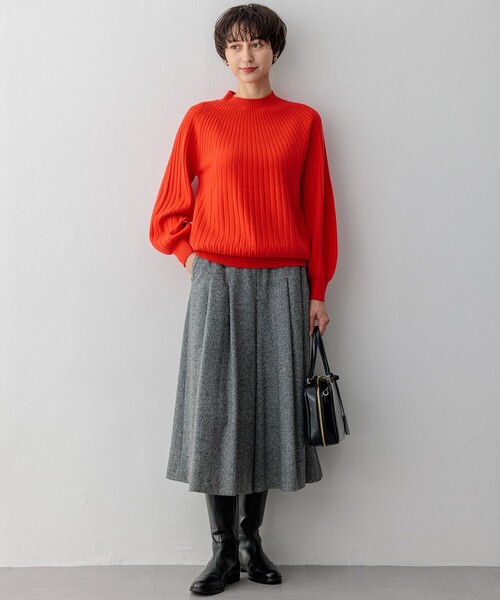 23区 パンツ シルクネップヘリンボーン ガウチョ レディース