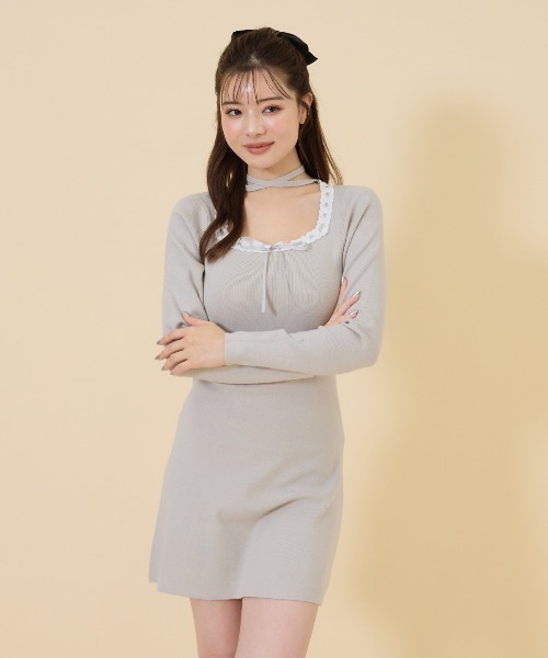 REDYAZEL（レディアゼル） ワンピース レーストリミングニット