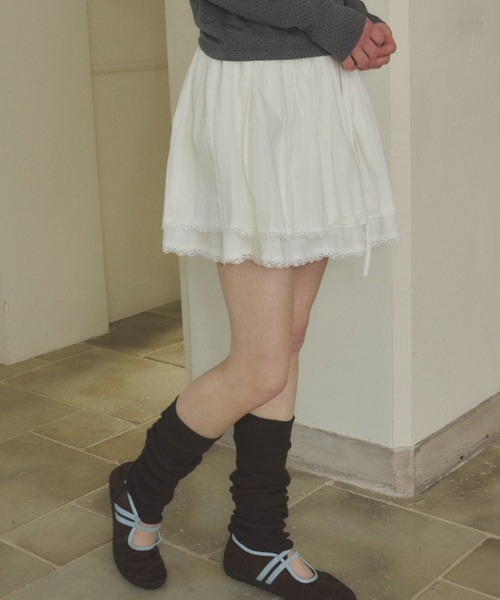 GIUNON ヘムレースコットンスカート GIUNON スカート hem lace cotton skirt / ヘムレースコットン
