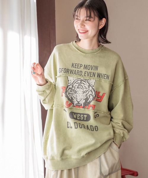 DIESEL◆ロゴ ブリーチ プルオーバー スウェット DIESEL ディーゼル トレーナー メンズ ロゴ刺繍 プリント