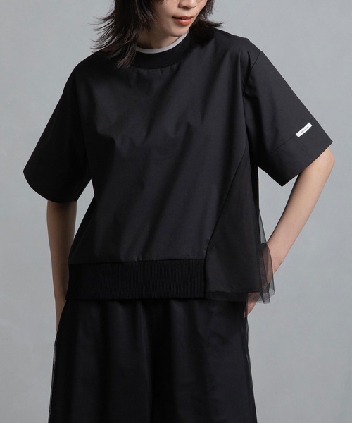 マルシャルテル MARECHAL TERRE リブチュールトップス Tシャツ 黒 MARECHAL TERRE tシャツ リブチュールトップス レディース