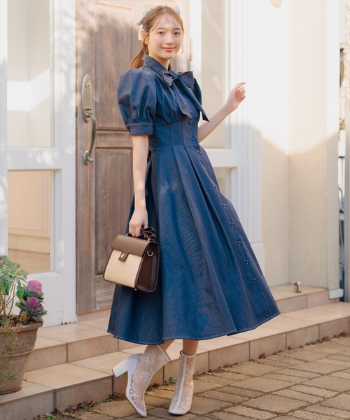 ウィルセレクション　リボンタイワンピース リボンタイコルセットシャツワンピース（ワンピース
