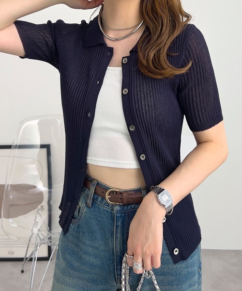 ニット セーター 「洗える」ニットポロ カーディガン レディース ニット セーター 「洗える」ニットポロ カーディガン レディース