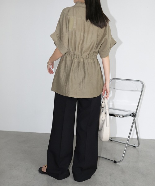 2way シアーリネンシャツ andme ブラウス シャツ リネンブレンド2wayシアーシャツブラウス