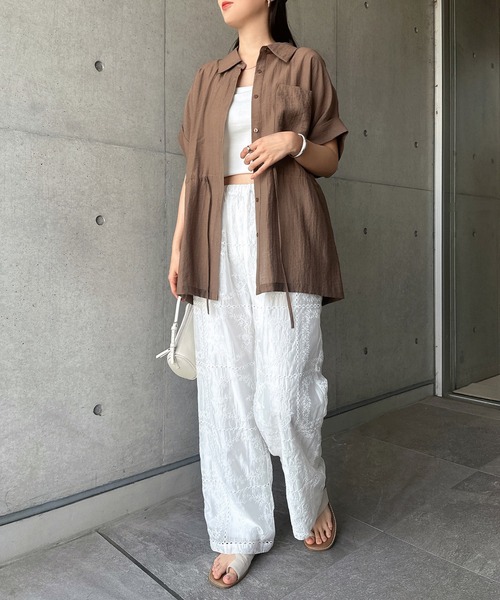 andme（アンドミー） リネンシャツ ブラウス シャツ 夏 半袖 「新色