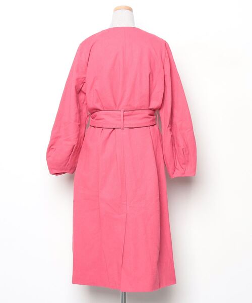 「LILY BROWN」 ノーカラーコート FREE ピンク レディース_画像2