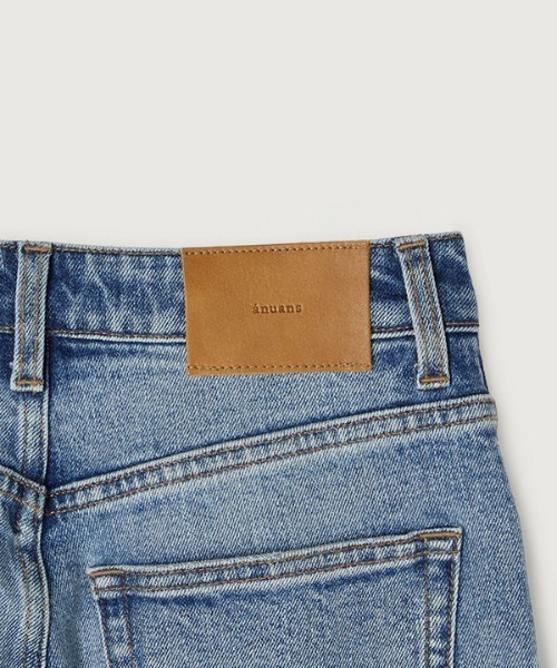 [anuans] повреждение обработка Denim брюки 0 голубой женский 