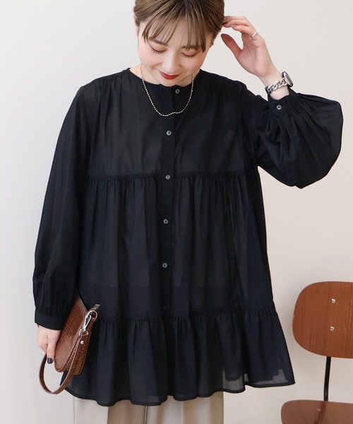 AMERICAN HOLIC ブラウス シャツ シアーティアードロング