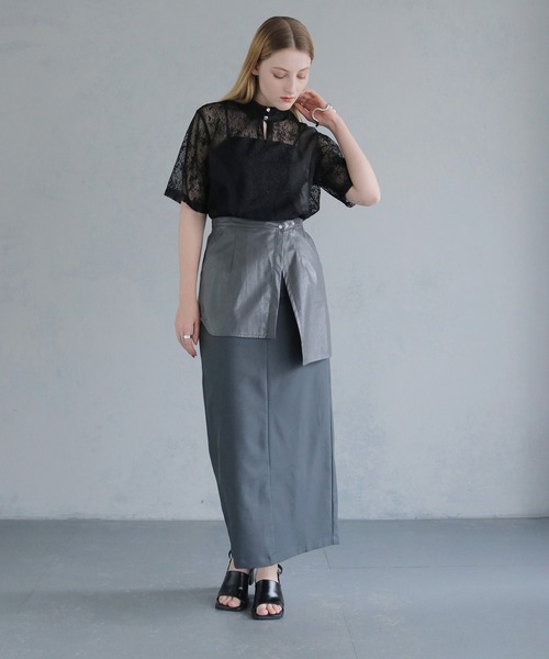【新品未使用】 &g'aime トップス &g'aime ブラウス シャツ 「＆g'aime」カーブパネルメッシュ