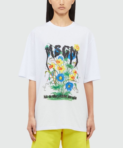 MSGM    レディースTシャツ MSGM tシャツ 「Basic Color」MSGM ブラッシュロゴTシャツ