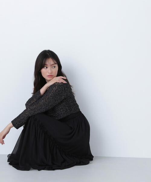カーディガン 「 上西星来さんコラボ」クロシェラメカーディガン レディース NATURAL BEAUTY BASIC カーディガン 「 上西星来さんコラボ