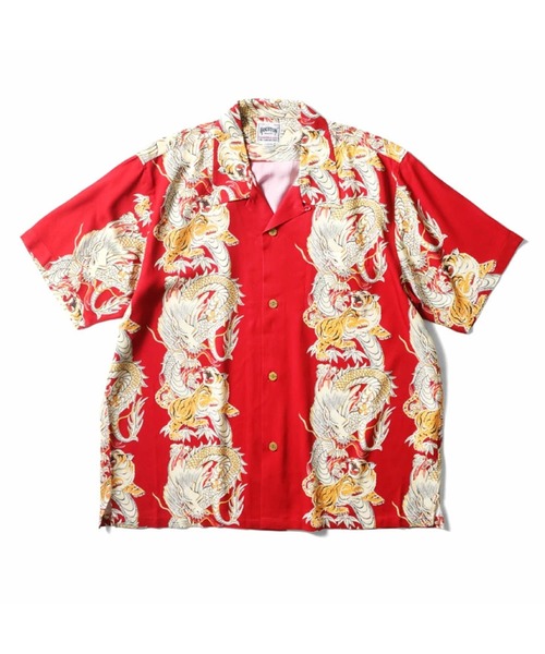L新品未使用　HOUSTON レーヨンアロハシャツ　和柄　龍虎 HOUSTON シャツ 「HOUSTON ヒューストン」DRAGON TIGER RAYON