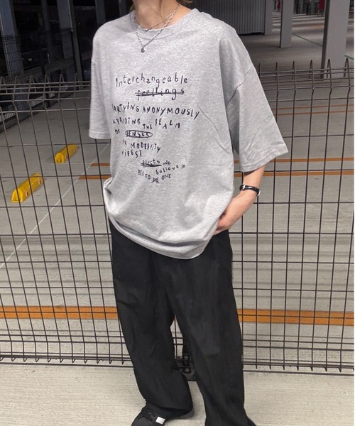tシャツ 手書き風メッセージTシャツ(chiica select) / プリントTシャツ ロゴTシャツ オーバーサイズ ビックシルエット 半袖 クルー I-SOOK tシャツ 手書き風メッセージTシャツ(chiica select