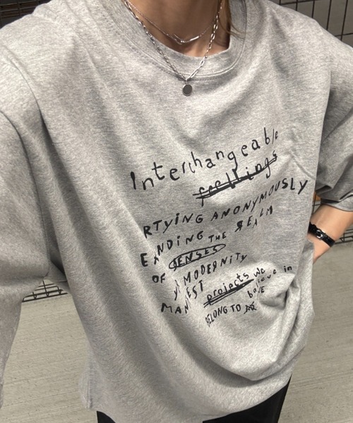 tシャツ 手書き風メッセージTシャツ(chiica select) / プリントTシャツ ロゴTシャツ オーバーサイズ ビックシルエット 半袖 クルー I-SOOK tシャツ 手書き風メッセージTシャツ(chiica select