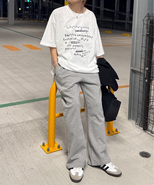tシャツ 手書き風メッセージTシャツ(chiica select) / プリントTシャツ ロゴTシャツ オーバーサイズ ビックシルエット 半袖 クルー I-SOOK tシャツ 手書き風メッセージTシャツ(chiica select