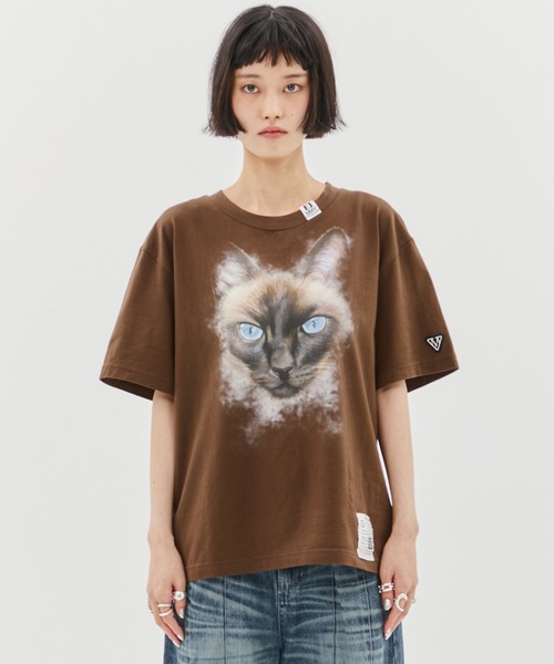 メゾンミハラヤスヒロ ブリーチド キャット プリント ロングスリーブ Tシャツ Maison MIHARA YASUHIRO|ミハラヤスヒロ Cat Print Bleached T