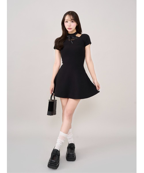 Darich（ダーリッチ） ワンピース アメスリレースフレアニットミニ