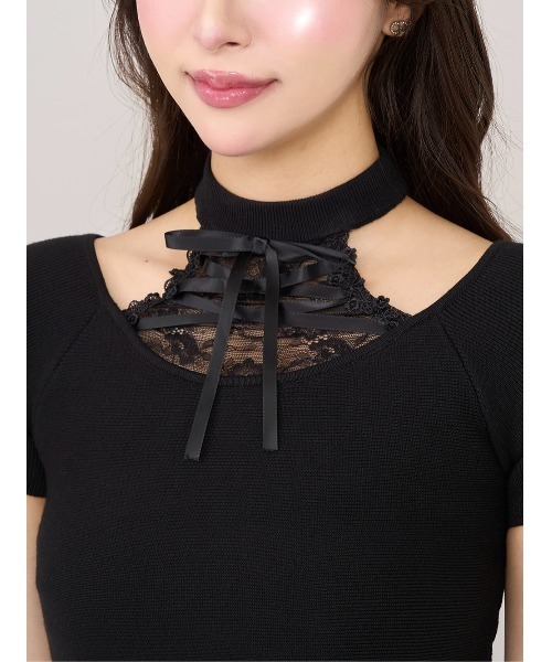 Darich（ダーリッチ） ワンピース アメスリレースフレアニットミニ