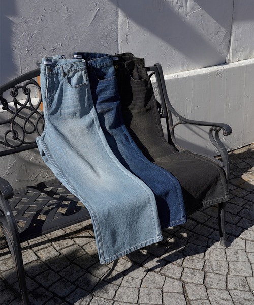 「Regen Glanz」 加工デニムパンツ LARGE ブルー メンズ
