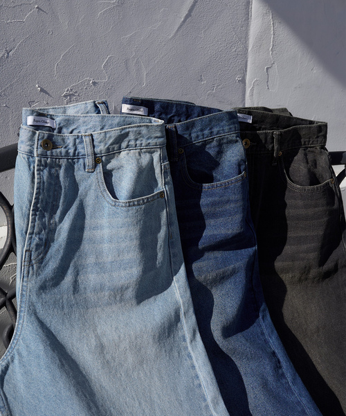 「Regen Glanz」 加工デニムパンツ LARGE ブルー メンズ