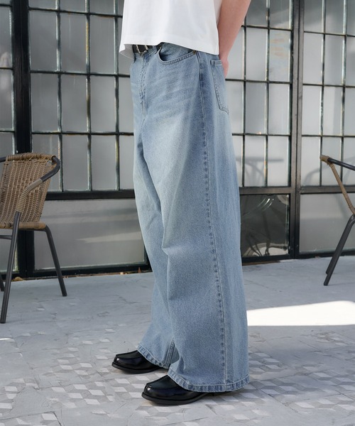 「Regen Glanz」 加工デニムパンツ LARGE ブルー メンズ