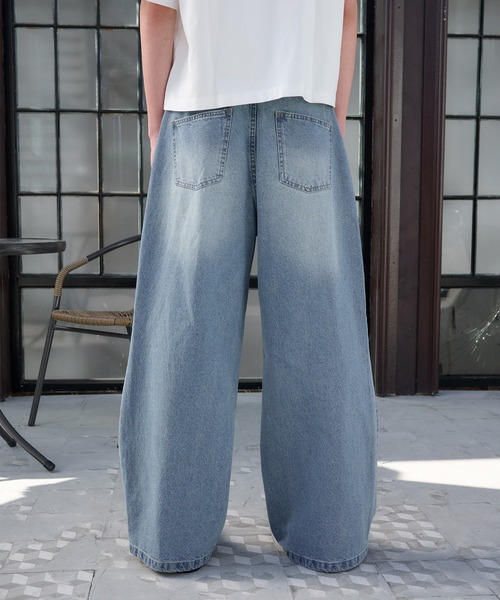 「Regen Glanz」 加工デニムパンツ LARGE ブルー メンズ