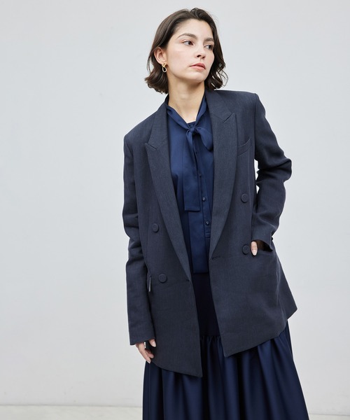 ROPE 36号 秋冬春OK テーラードジャケット ダークネイビー ノーテラー ROPE' 「ROPE'」 テーラードジャケット 36 ネイビー レディース
