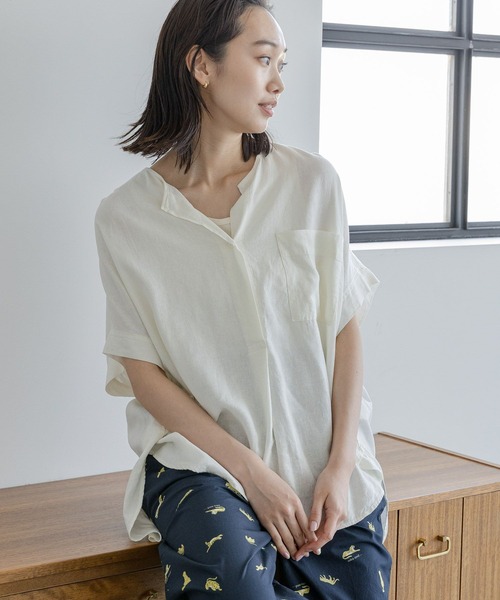 「niko and...」 半袖ブラウス LARGE ベージュ レディース