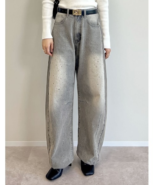 「Re:EDIT」 加工デニムパンツ MEDIUM グレー系その他 レディース