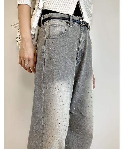 「Re:EDIT」 加工デニムパンツ MEDIUM グレー系その他 レディース