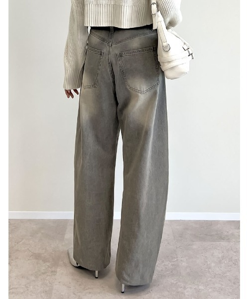 「Re:EDIT」 加工デニムパンツ MEDIUM グレー系その他 レディース