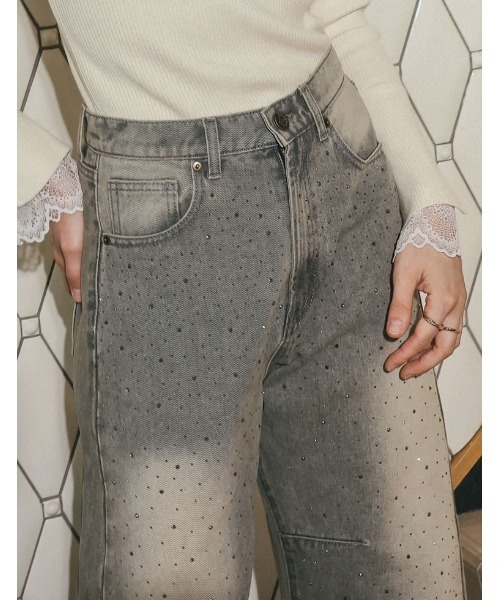 「Re:EDIT」 加工デニムパンツ MEDIUM グレー系その他 レディース