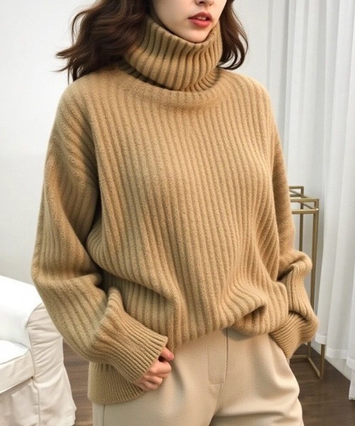 cammie ニット セーター ボトルネックワイドリブルーズニット