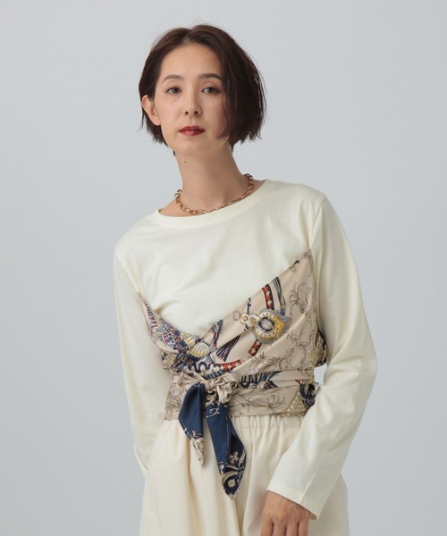 LEPSIM（レプシィム） tシャツ スカーフビスチェ風長袖プルオーバー