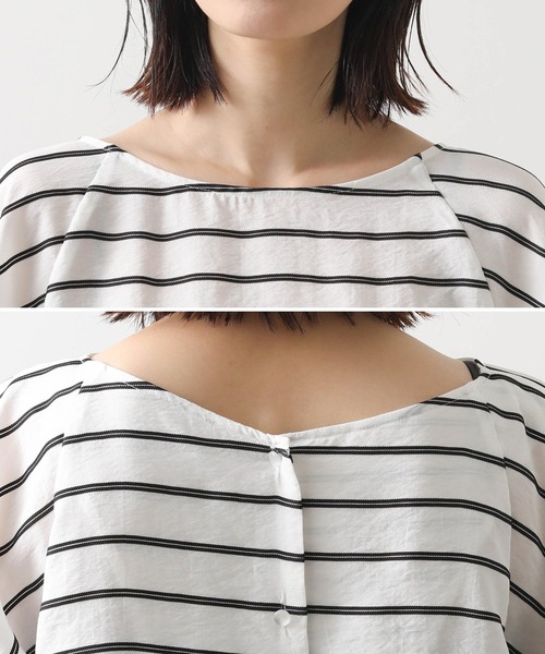 「Gready Brilliant」 「favori」半袖ブラウス FREE ホワイト×ブラック レディース_画像6