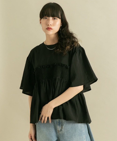 「KBF」 7分袖ブラウス ONE ブラック レディース_画像4