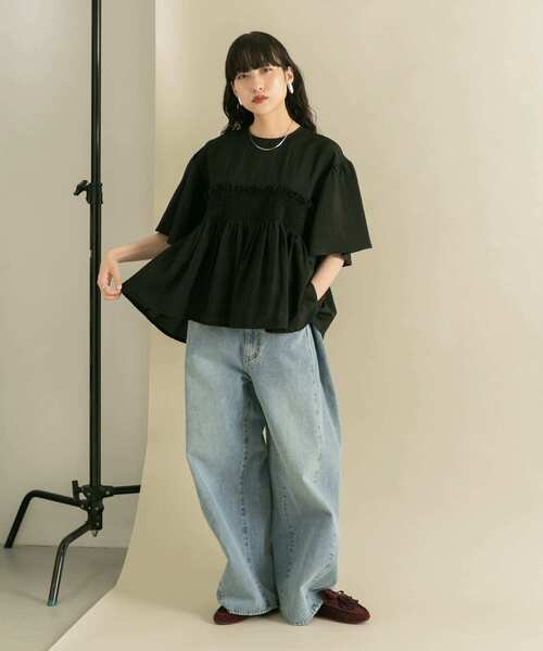 「KBF」 7分袖ブラウス ONE ブラック レディース_画像7