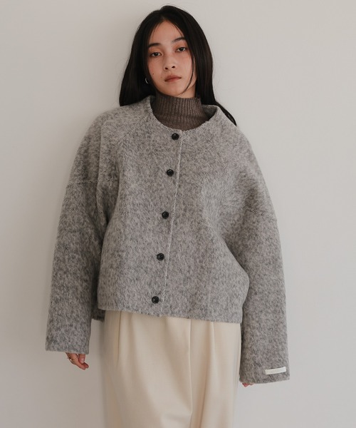 プラージュ オーバーサイズ ノーカラーショートコート アウター 36 プラージュ オーバーサイズ ノーカラーショートコート アウター 36