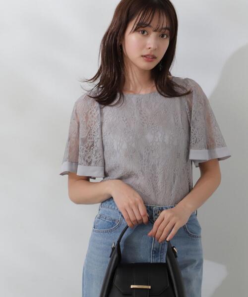 「PROPORTION BODY DRESSING」 半袖ブラウス MEDIUM グレー レディース_画像3