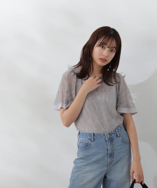 「PROPORTION BODY DRESSING」 半袖ブラウス MEDIUM グレー レディース_画像4