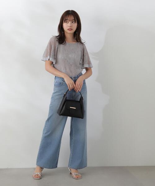 「PROPORTION BODY DRESSING」 半袖ブラウス MEDIUM グレー レディース_画像6