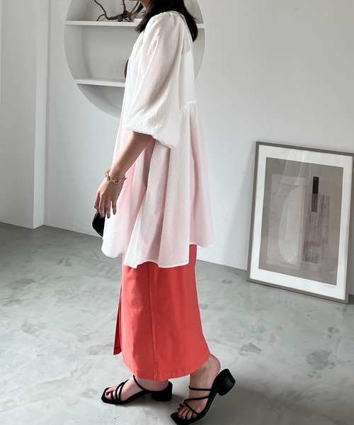 「un dix cors」 7分袖ワンピース FREE ブラック レディース_画像6