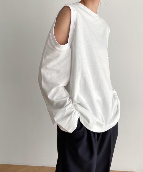 「CANAL JEAN」 長袖カットソー ONE SIZE ホワイト レディース_画像2