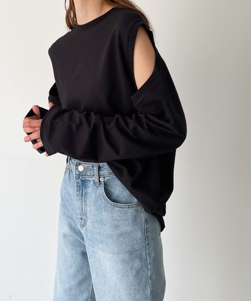 「CANAL JEAN」 長袖カットソー ONE SIZE ホワイト レディース_画像5